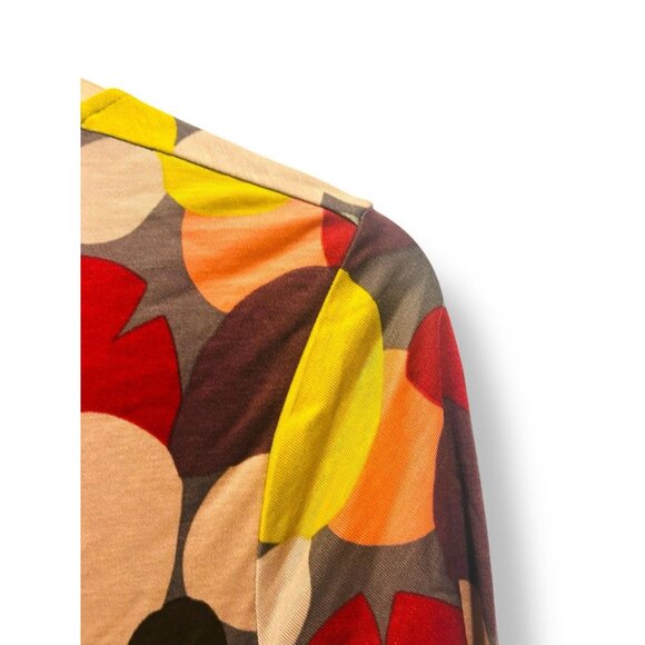 Boden Circle Print Womens Dress Sz 12 Ruched Waist 3/4 Sleeve Retro Mod Boho Art - Picture 5 of 14